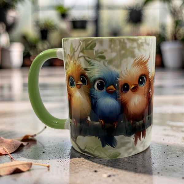 Cute Fluffy Birds Ceramic Coffee Mug 11oz