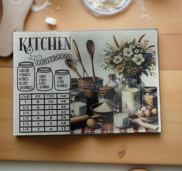 Kitchen Chart Glass Cutting Board