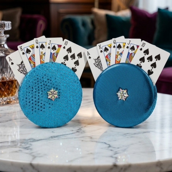 Royal Blue Shimmer Hands-Free Playing Card Holder – Reversible Style