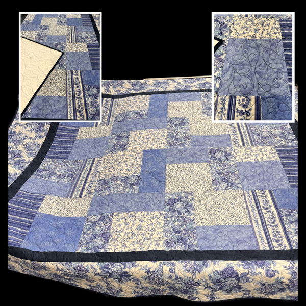 Blue Rose Border Queen Quilt
