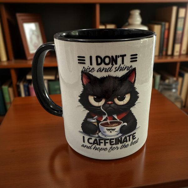"I Don't Rise & Shine" Cat Mug 11oz Ceramic