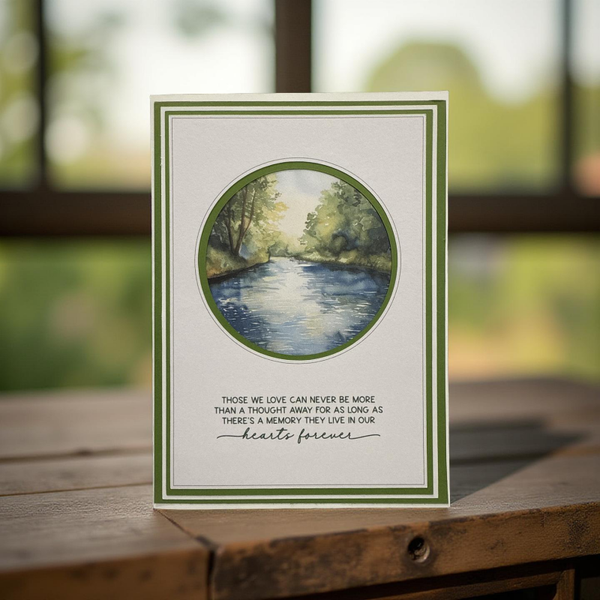 Valley with blue water Sympathy Card