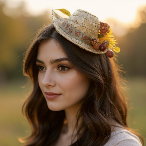 Mini Fall Harvest Hat Headband – Handmade Autumn Hair Accessory