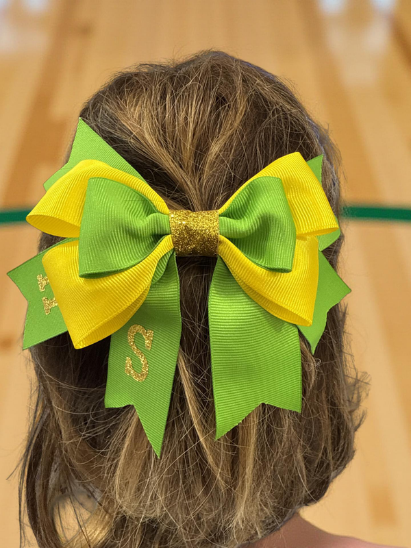 OHS Green & Gold Glitter Bow