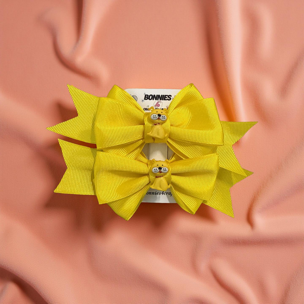 Yellow Puppy Hair Bows (Set of 2)
