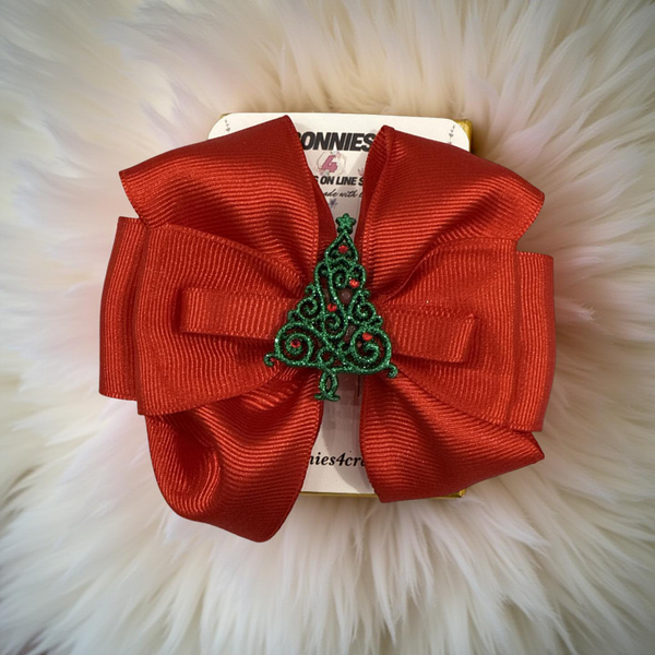 Red Christmas Tree Hair Bow