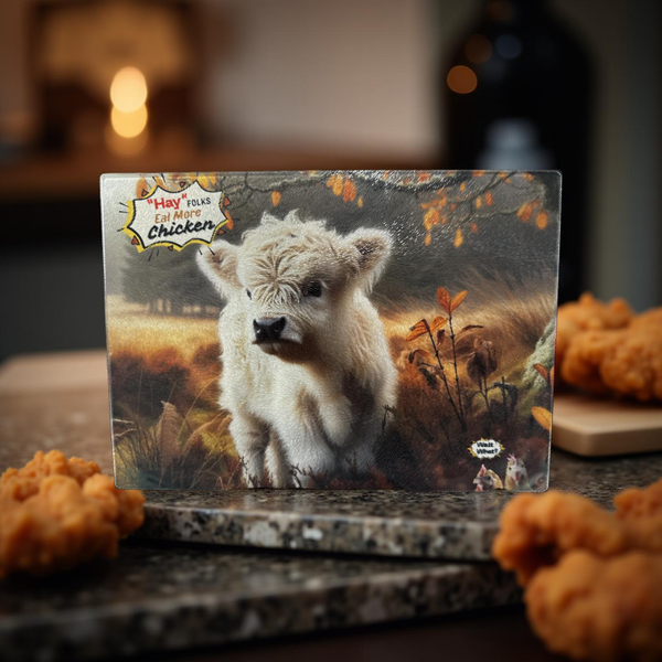 Eat More Chicken Tempered Glass Cutting Board