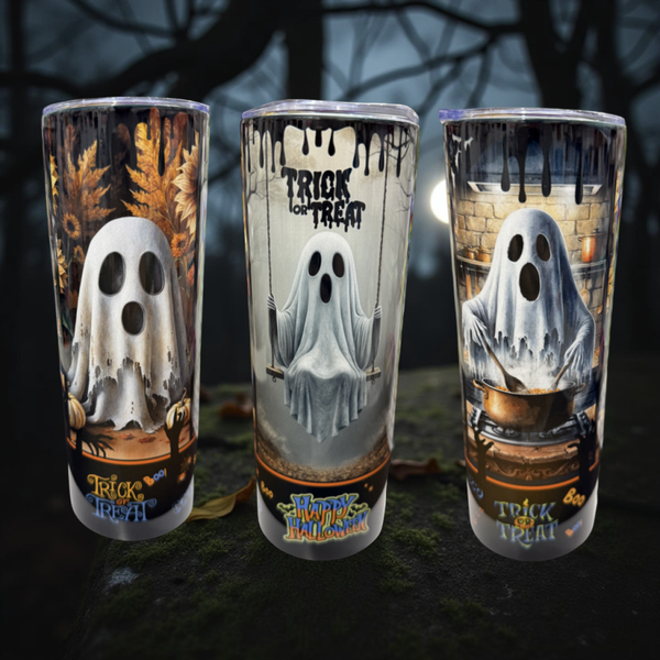20oz Ghost Tumbler "Trick or Treat"