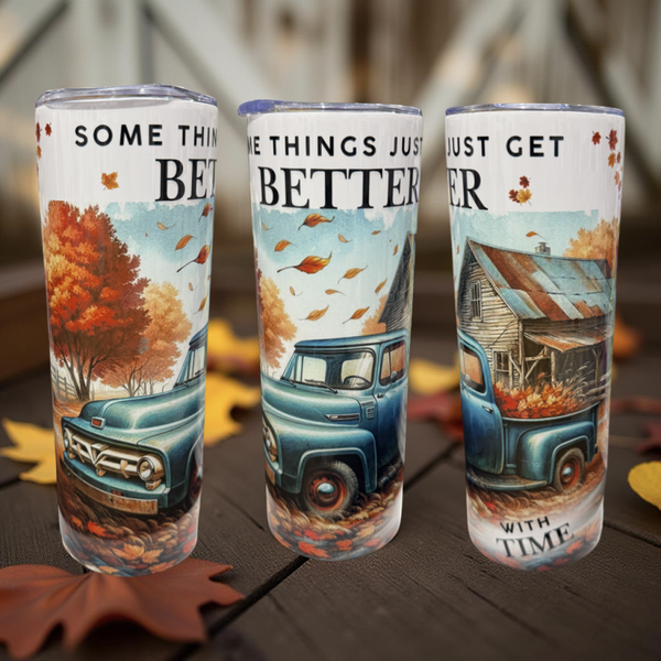 Vintage Blue Truck Autumn 20oz Tumbler