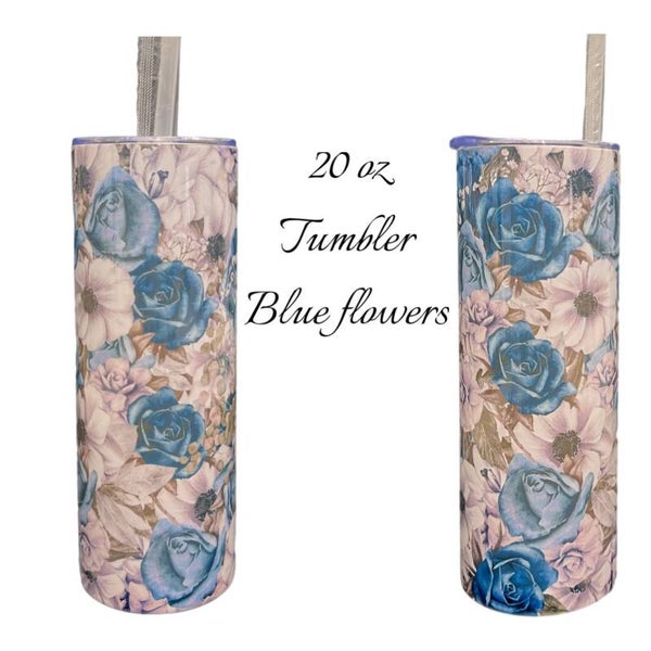 Blue Flowers 20oz Tumbler