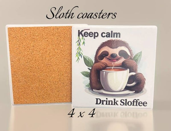 Sloth Ceramic Coasters Set of 2