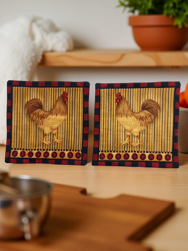Rustic Chicken Pot Holder set of 2
