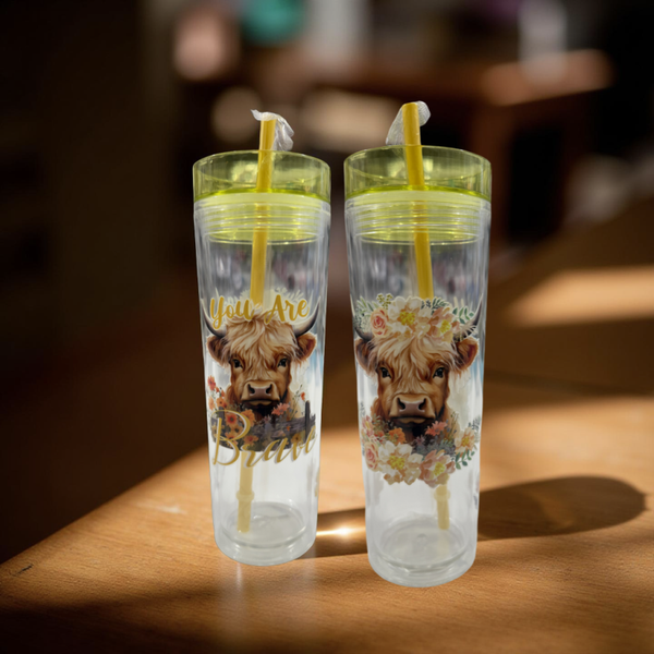 Brave Highland Cow 16 oz Skinny Tumbler
