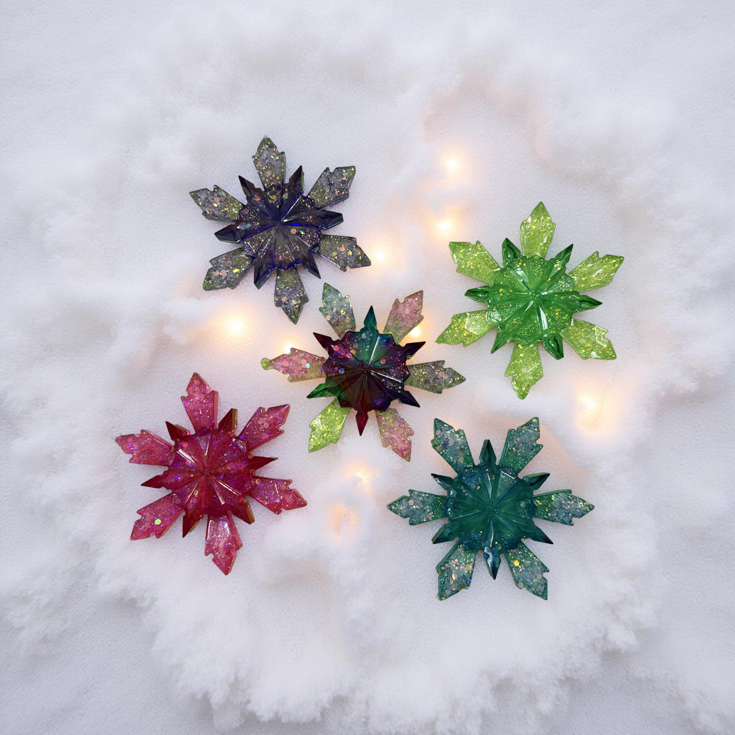 Sparkling Handcrafted Resin Snowflake Ornaments Several Colors to Choose From