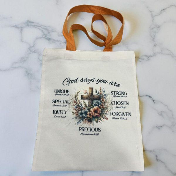 Canvas Tote Bag with Orange Handle