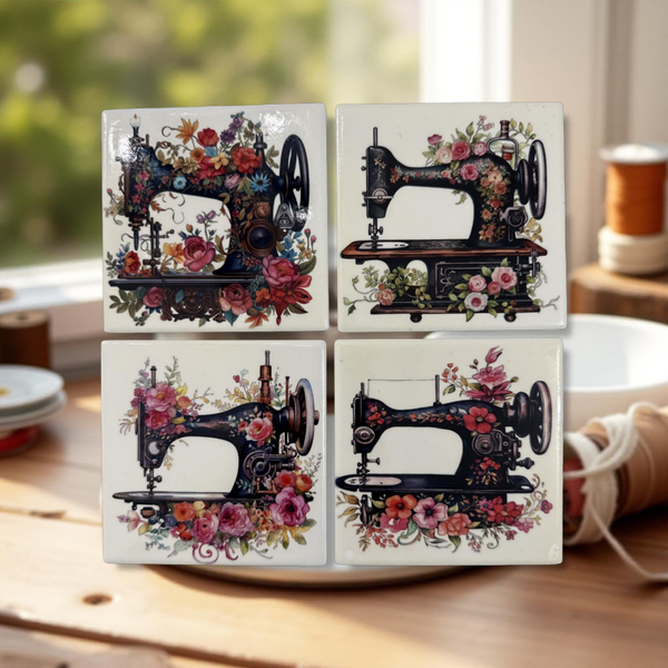 Vintage Sewing Machine Coasters (Set of 4)