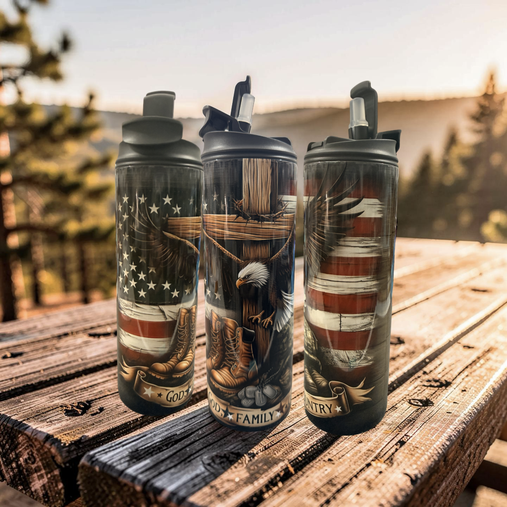 "God, Family, Country" 20 oz Patriotic Insulated Tumbler