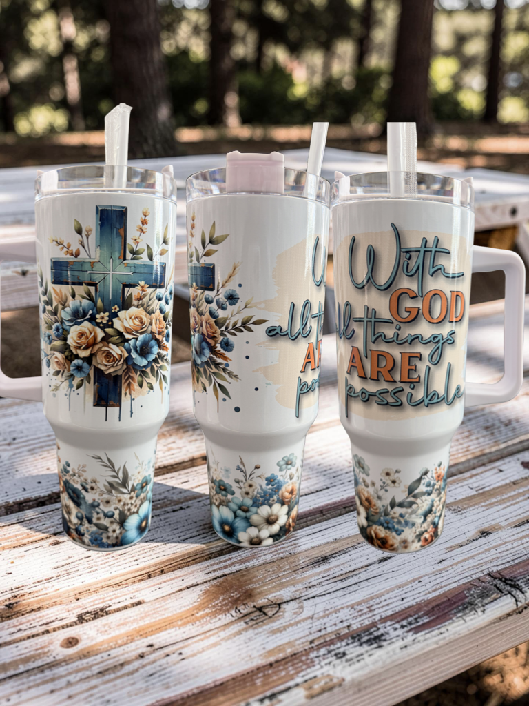 "With God All Things Are Possible" 40 oz Insulated Tumbler