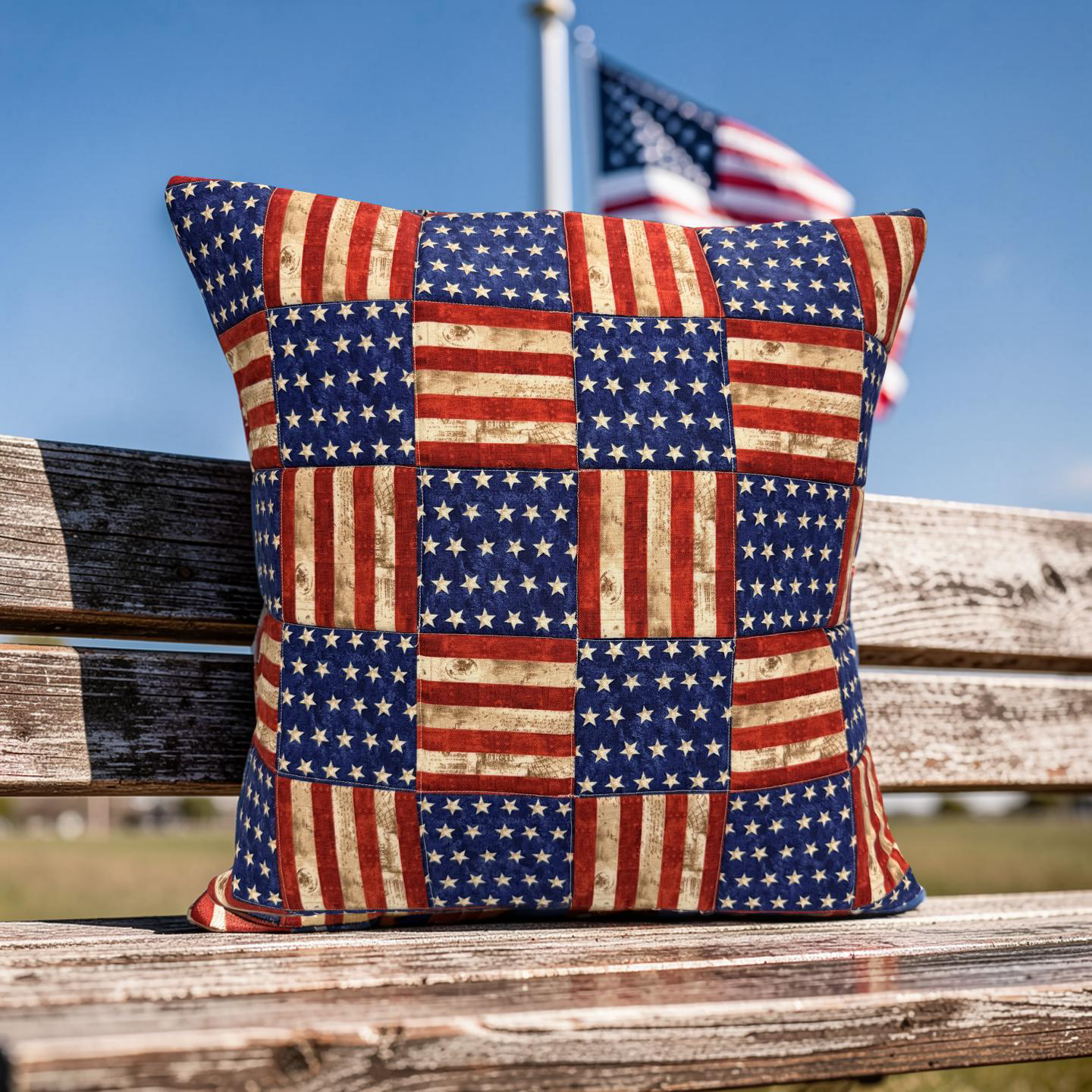 Handmade Patriotic Quilted Pillow