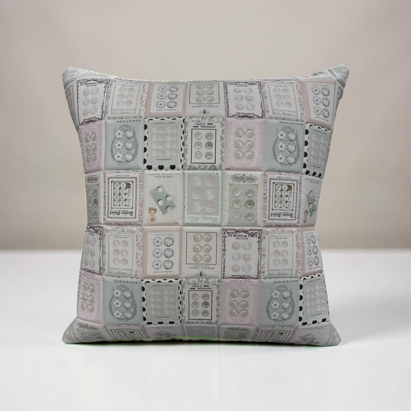 Handmade Cute as a Button Quilted Pillow