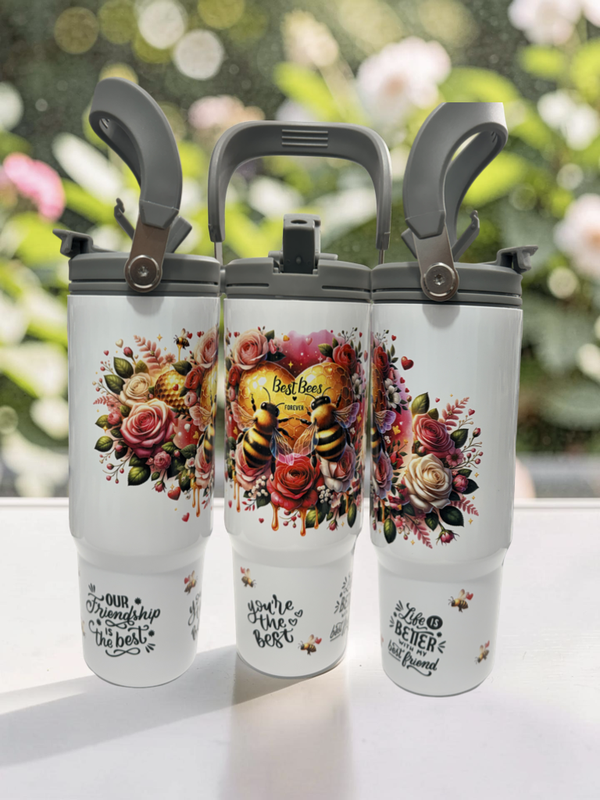 Best Bees 30oz Insulated Tumbler with Dual-Sip Lid & Flip Handle