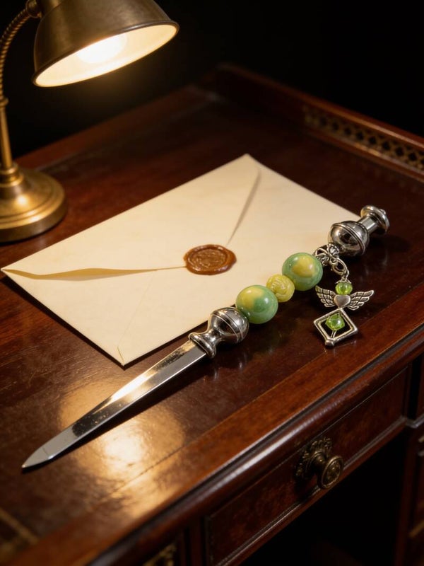 Luxury Beaded Stainless Steel Letter Opener with hanging Angel charm