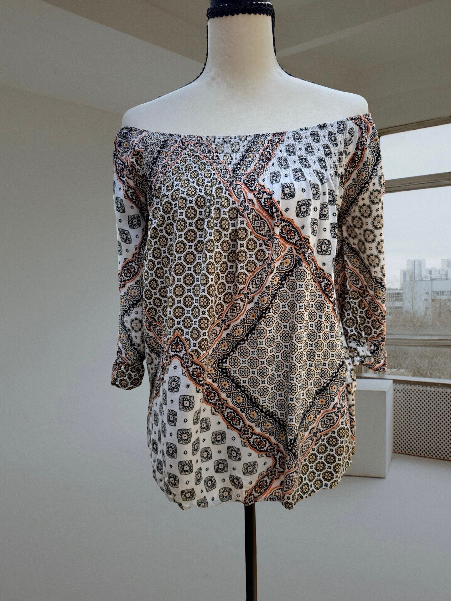Maurices Mixed Paisley & Tile Print On or Off-the-Shoulder