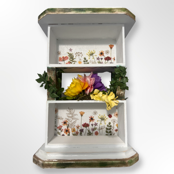 Handcrafted two tier wooden shelf