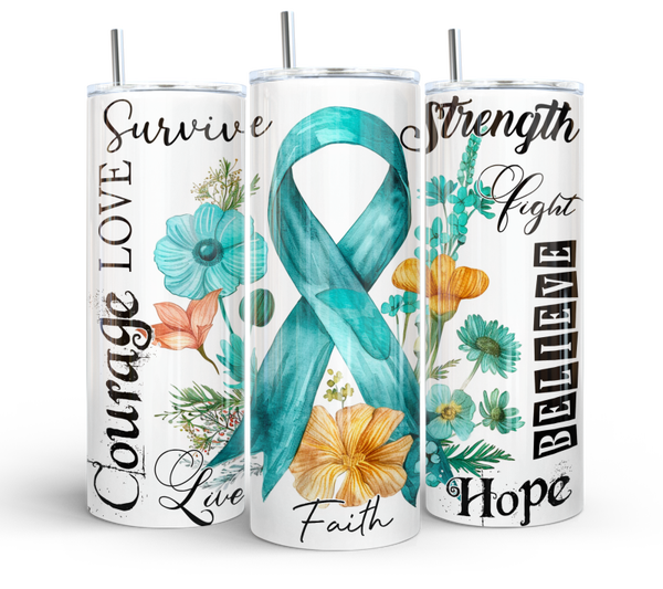 Teal Awareness 20oz Tumbler: Strength & Hope