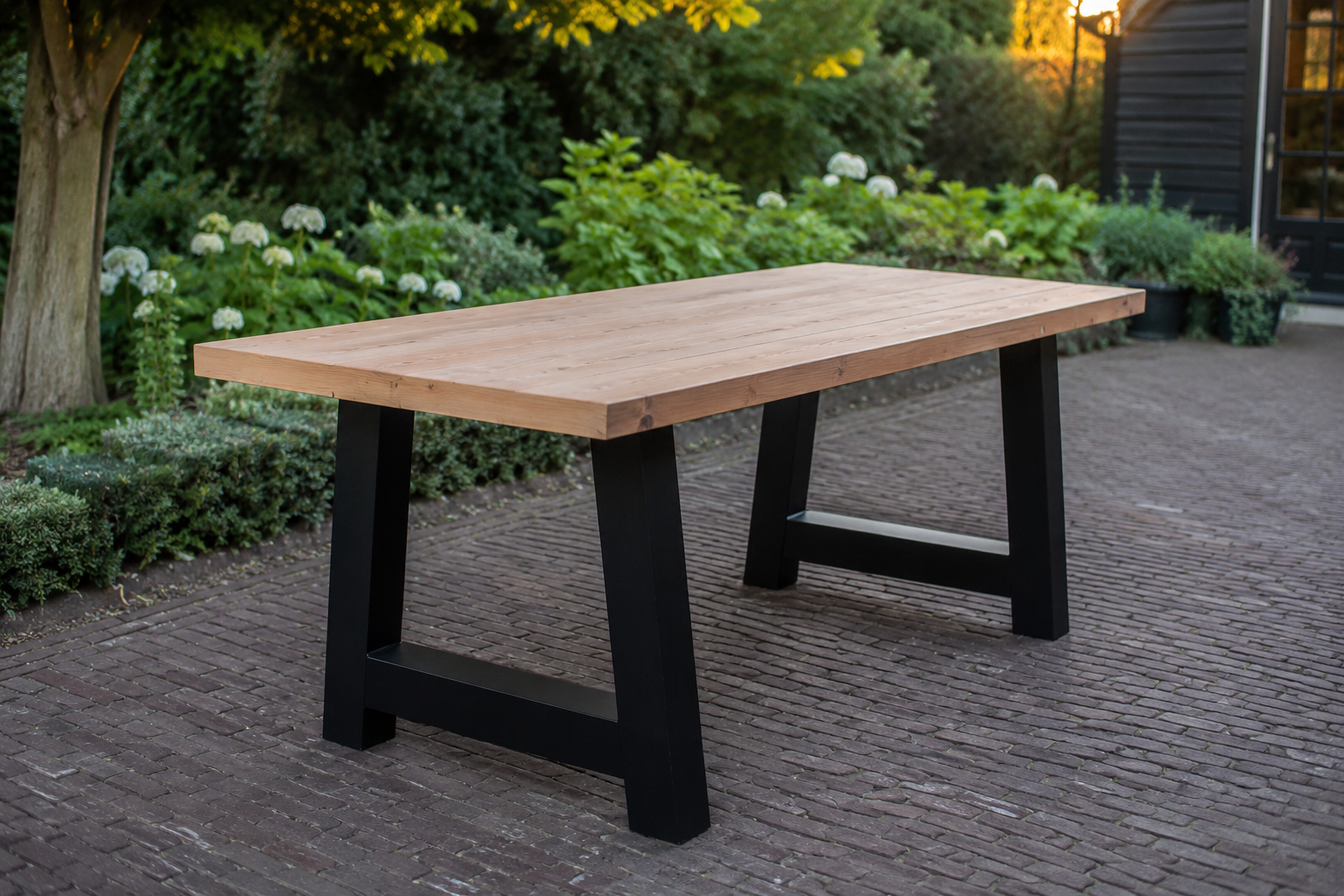 Industrieel Douglas houten tuintafel - Stel zelf samen