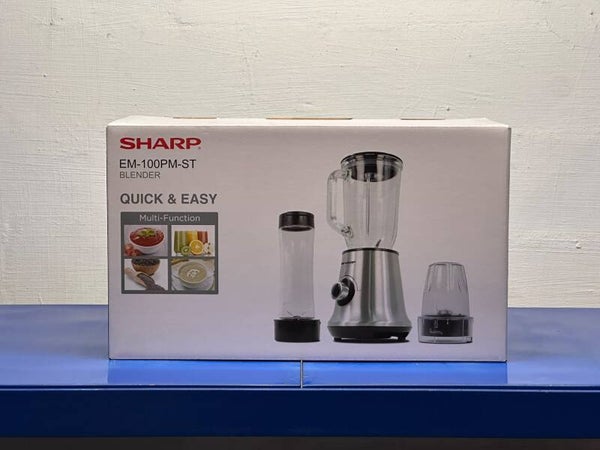 ￼SHARP 3-in-1 500W Blender 1 Litre Glass Jar. Grinder & BPA Free 600ml Tumbler Model : EM-100PM-ST  Display Set   Selling $45 Delivery Add $10 *One Week Warranty*  Have 5
