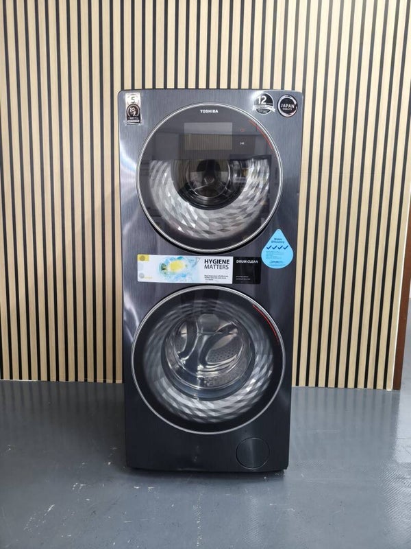 USED TOSHIBA 10KG/7KG DUAL DRUM WASHER DRYER Model: 20TWD-BL160D4S(MG)