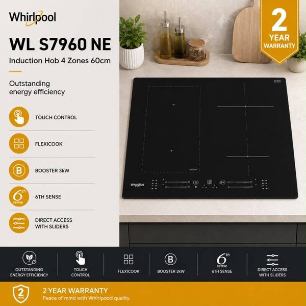 BRAND NEW WHIRLPOOL Built-in 4-ZONE INDUCTION HOB 60CM  MODEL: WLS7960 NE