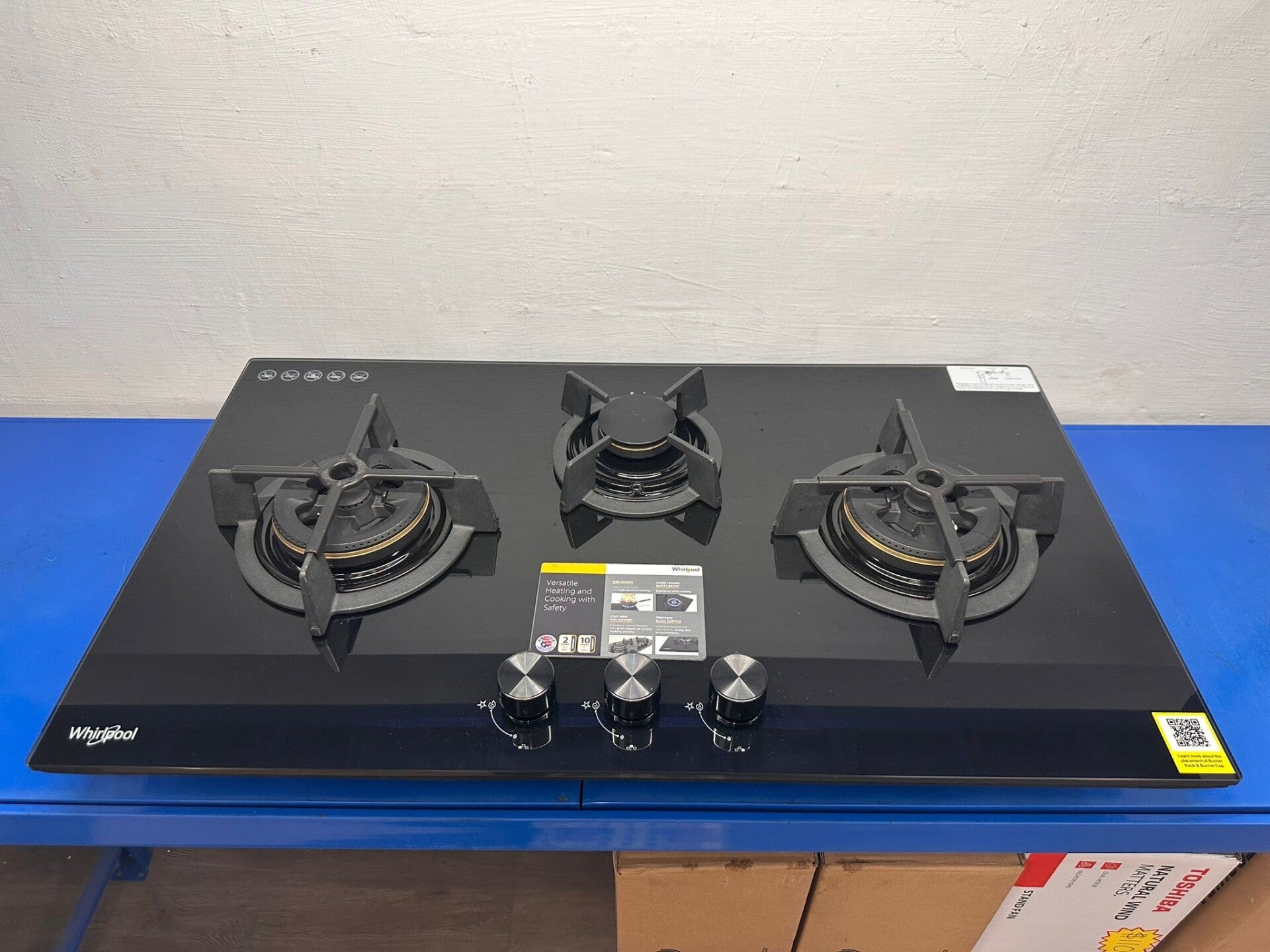 WHIRLPOOL 3-Burners Gas Hob Pub Town Gas 88cm Model: GWG8830TS