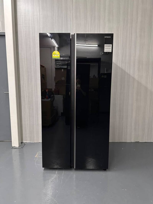 HITACHI 657L Side By Side Refrigerator Fridge ( Glass Black ) Model : HRSN9713ESGBKSG