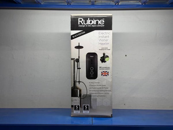 RUBINE Electric Instant Water Heater DC Pump With Rain Shower Column ( Balck Edition )  Model : RWH-3388BHP
