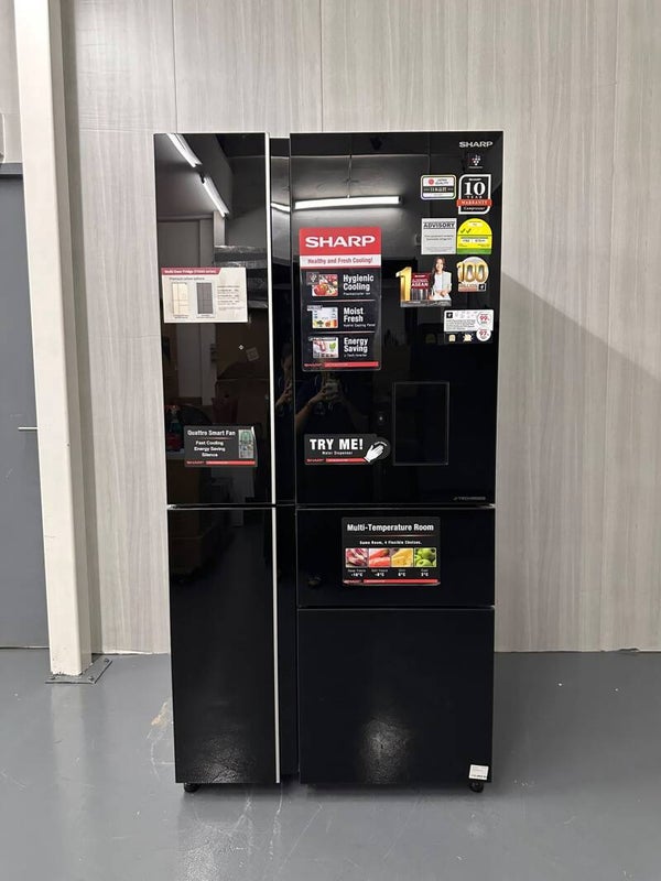 SHARP 645L 5 DOOR FRIDGE WITH WATER DISPENSER ( BLACK ) Model : SJ-FX660W-BK