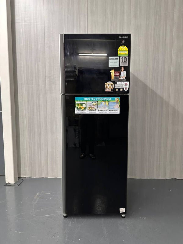 SHARP 394L 2 Door Top Freezer Refrigerator Fridge Black Model: SJ-PG39P-BK
