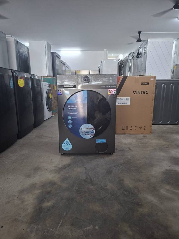 MIDEA 10KG/7KG INVERTER QUATTRO WASHER DRYER COMBO MF200D100WB Display Set