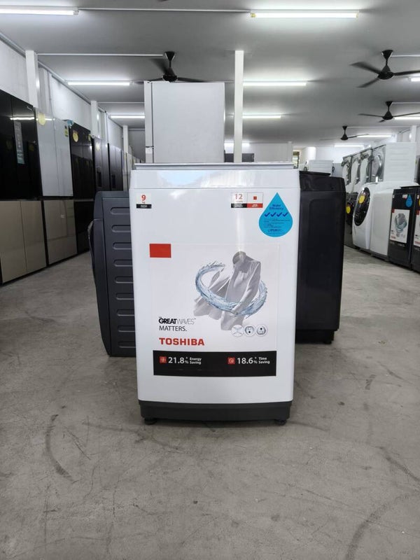 TOSHIBA 9KG TOP LOAD WASHER WHITE AW-M1000FS(WS) Display Set