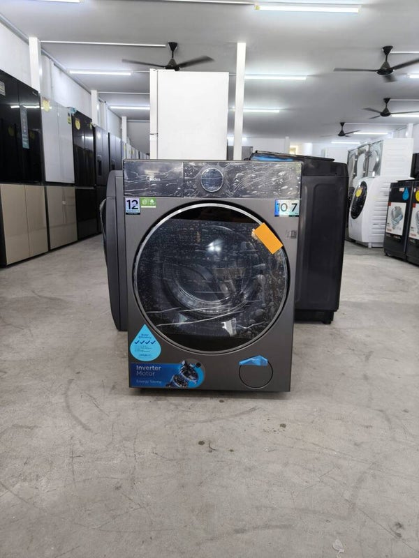 MIDEA 10KG/7KG FRONT LOAD WASHER/DRYER Model: MF310D100WB DISPLAY SET