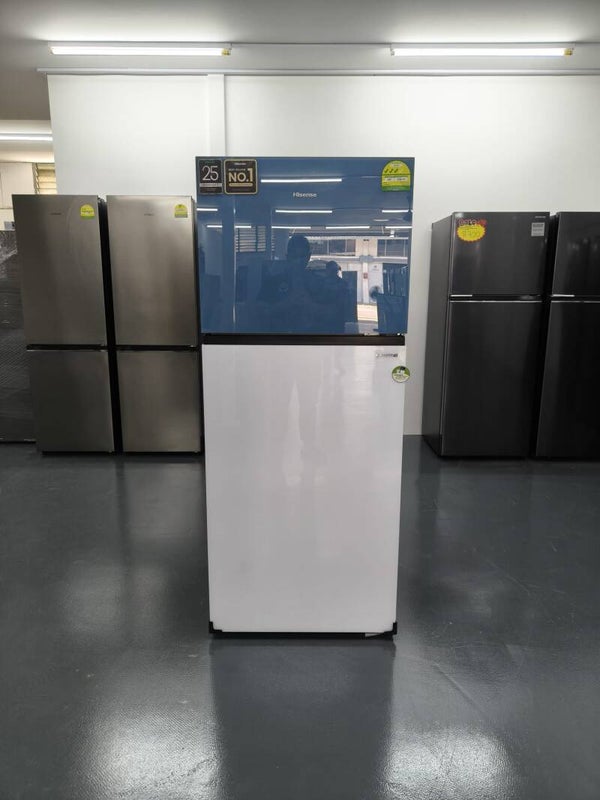 HISENSE 424L 2 DOOR FRIDGE 3 TICKS,INVERTER, WHITE & BLUE GLASS Model: RT549N4SBU Display Set