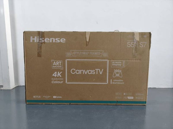 HISENSE 55 INCH QLED 4K SMART CANVAS TV (HS55S7N)  COMES WITH BEZEL/ NO NEED ONE CONNECT BOX  DISPLAY SET MODEL: 55S7N