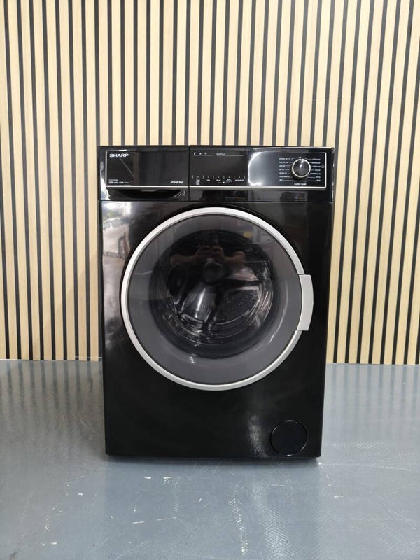 USED SHARP 9kg Inverter Front Load with Noise Reducing Wave Cabinet Model: ES-FW914BL