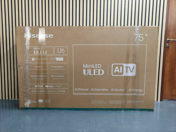 HISENSE U6Q 75-inch 4K ULED Mini-LED AI TV Model: 75U6Q Display set