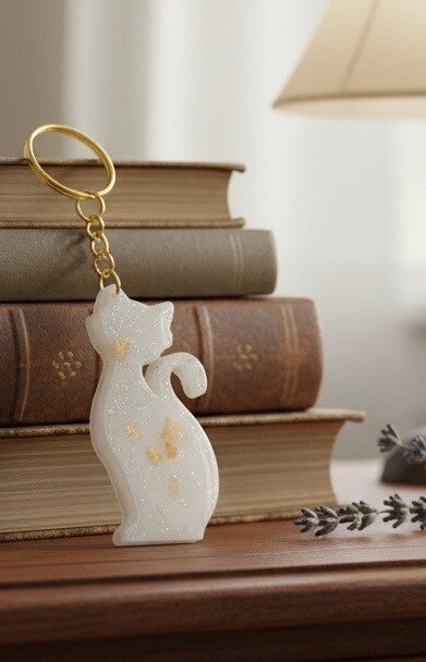 Porte-clé chat en résine – fait main - Réf 231