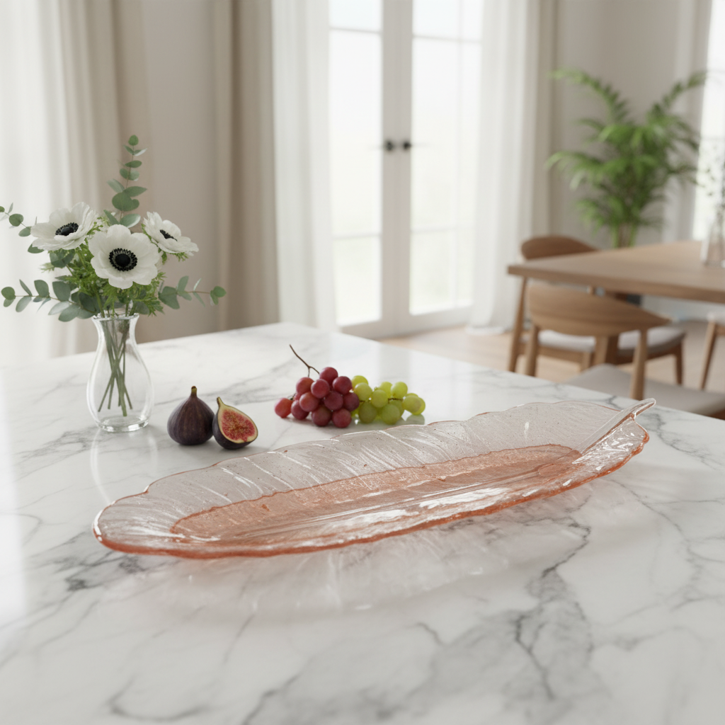 Vide-poche en résine – Forme feuille rose, décoratif & élégant – Vide poche artisanal- réf 166