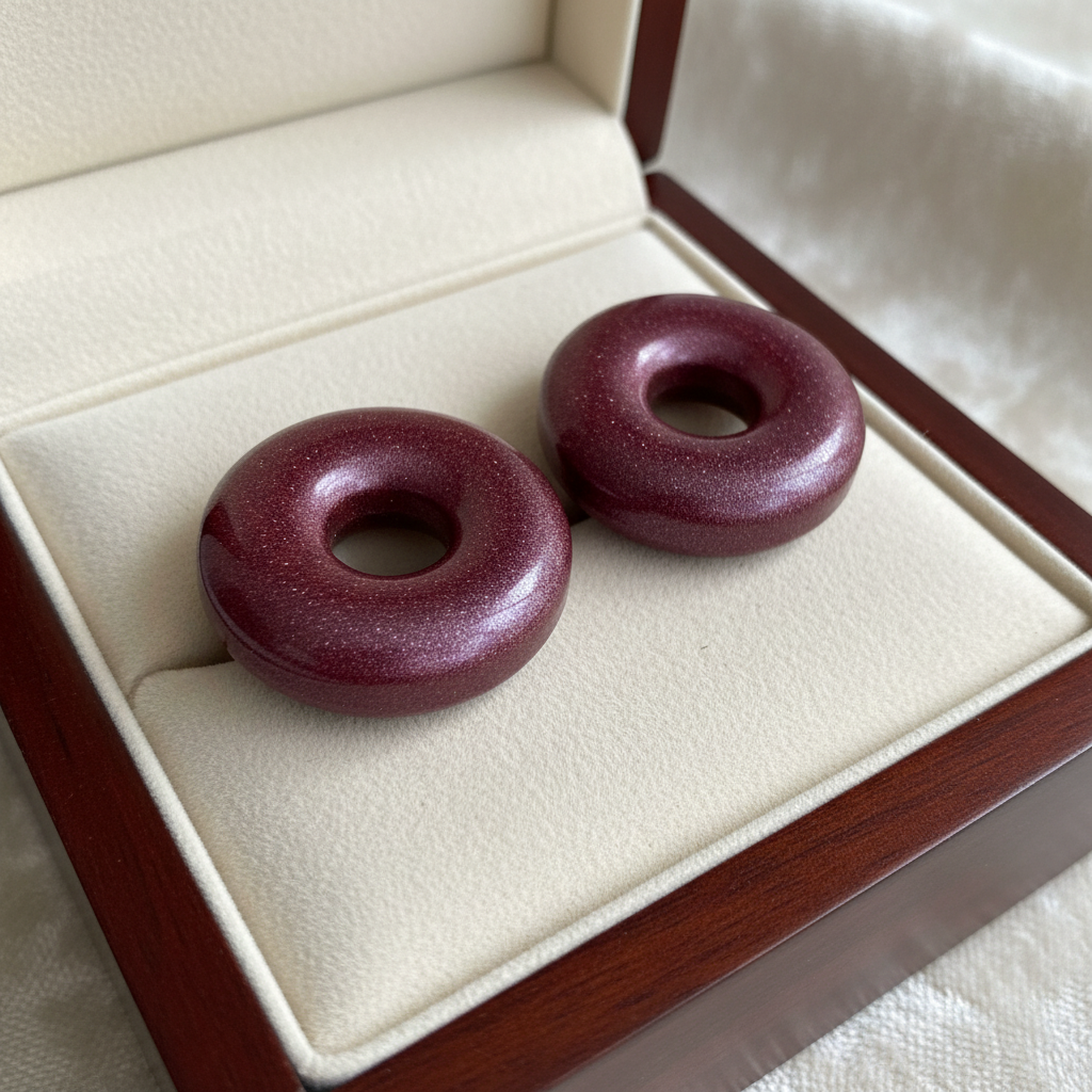 Pampilles pour boucles d’oreilles – Pièces rondes donut rouges pailletées –Réf 203