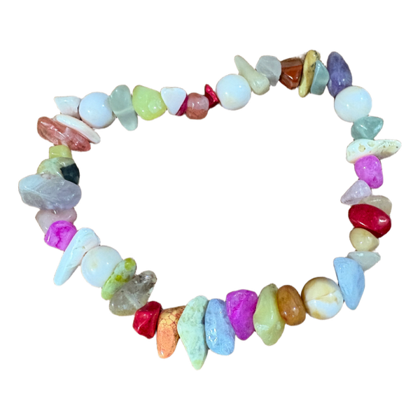 Bracelet en pierres naturelles multicolores – Bracelet élastique fait main  - réf 208