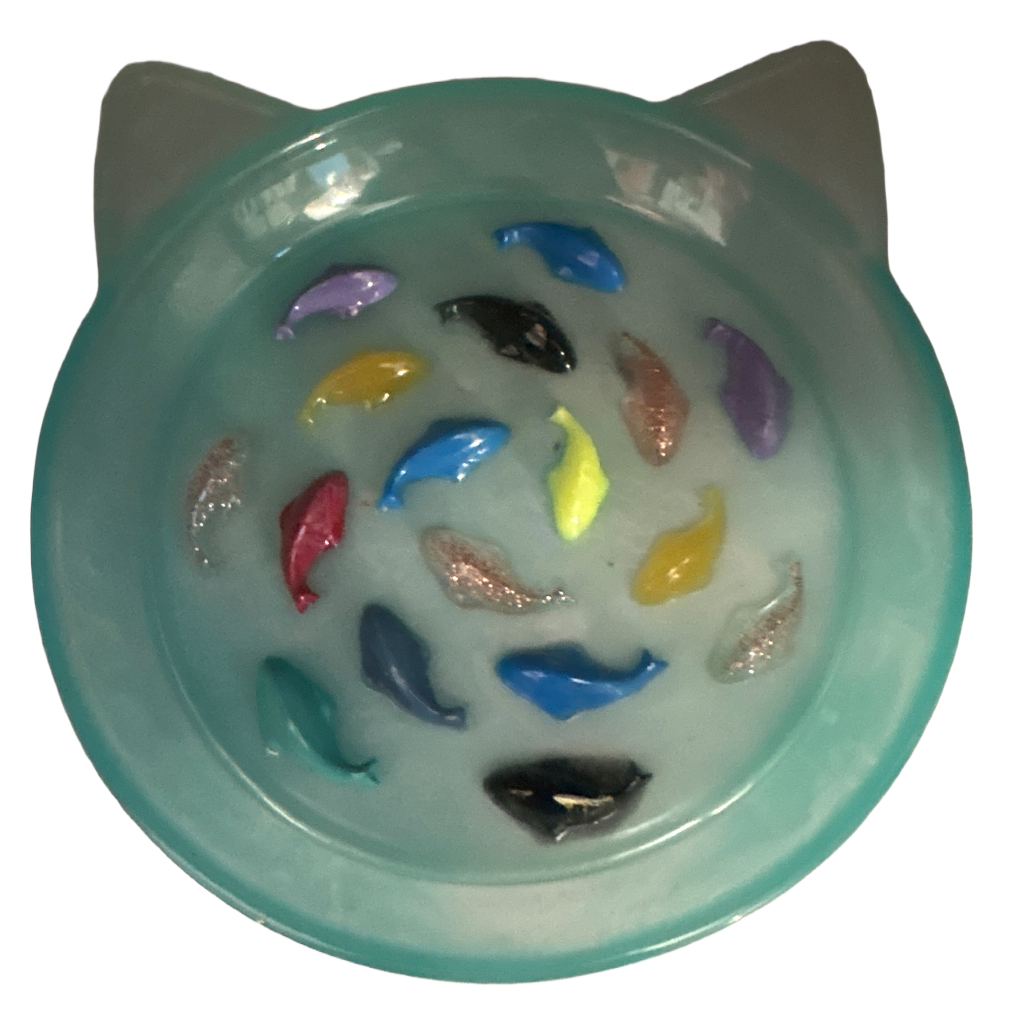 Gamelle anti-glouton en résine – Bol ludique pour chien & chat – Vide-poche design fait main